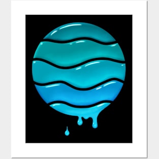 Ocean waves water drops Posters and Art